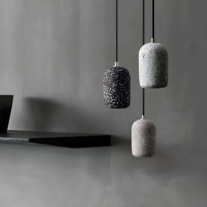 Industriel loft hængelampe i cement og glas