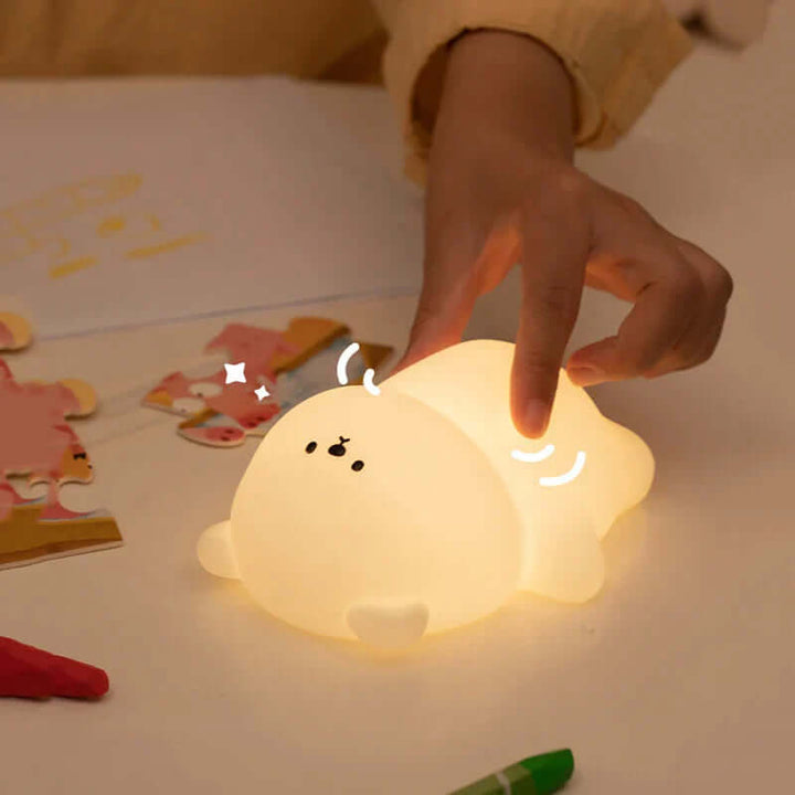 Børnebamse-natlampe - Blødt putte-lys