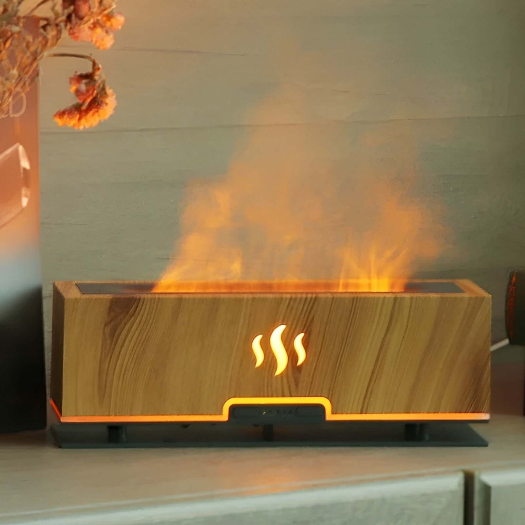 3-i-1 Aroma Diffuser Luftfugter med Flammerlys