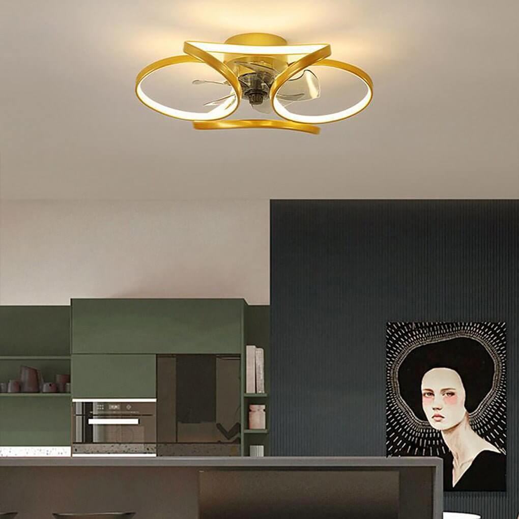 Moderne LED Loftsventilator med Blomsterdesign
