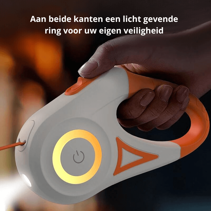 Hundesnor med LED og indbygget lommelygte, 5m
