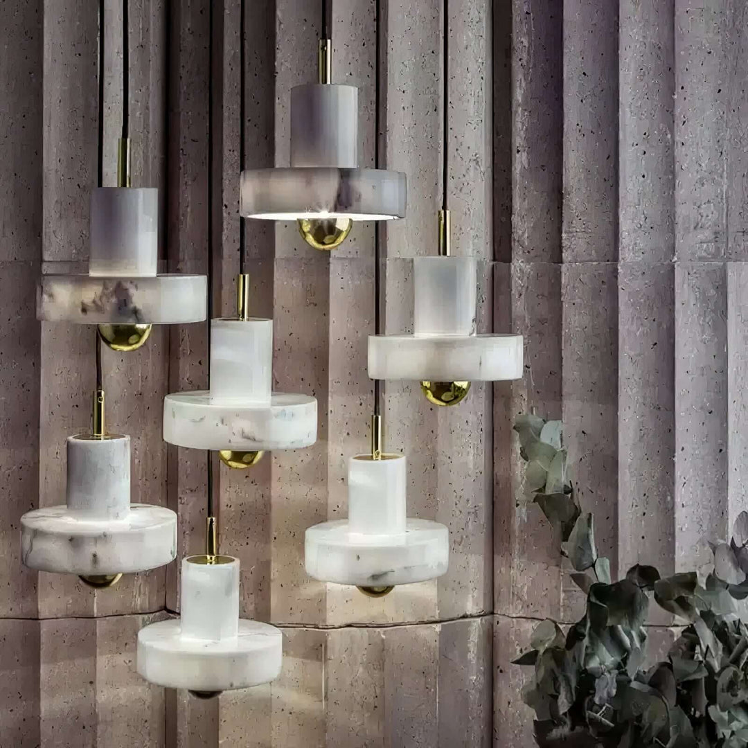 Marmor Pendellampe med Integreret LED-Lys