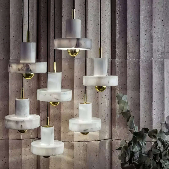 Marmor Pendellampe med Integreret LED-Lys