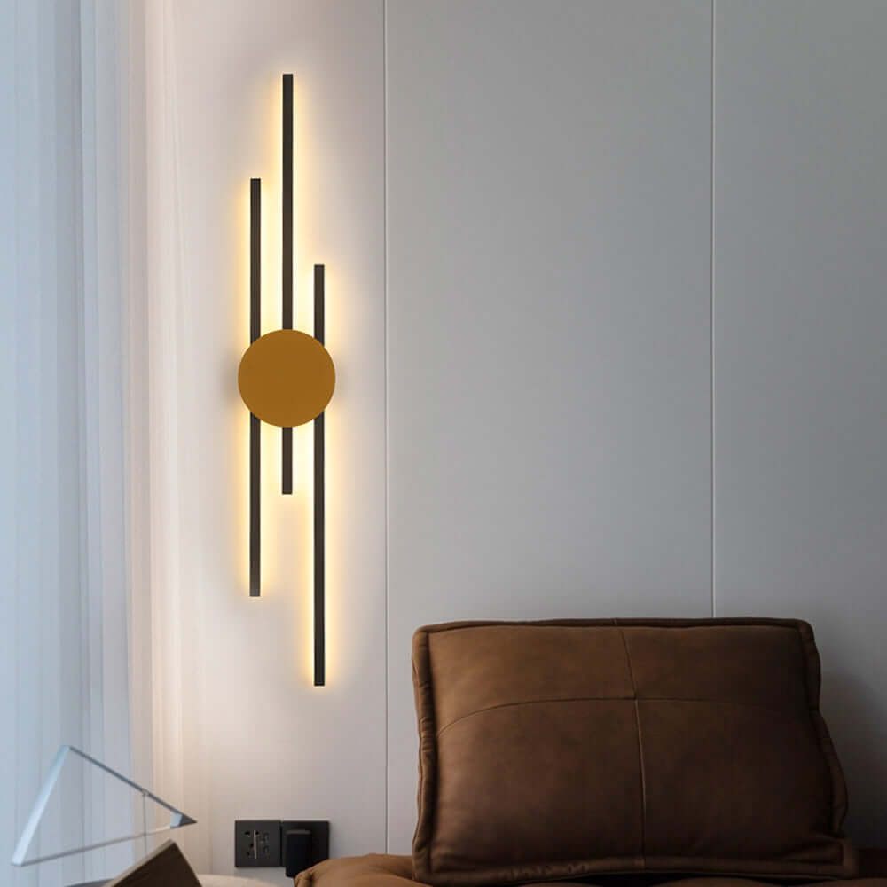 Moderne industriel LED væglampe i sort og guld