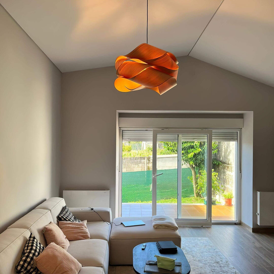 Moderne loft spisebordslampe i træ