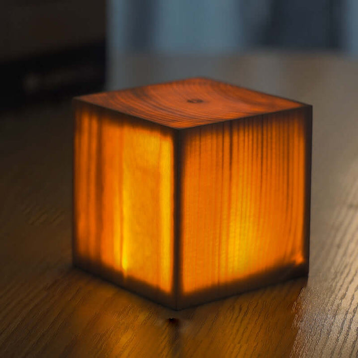 LED Bordlampe i Trælook med Batteri og Touch