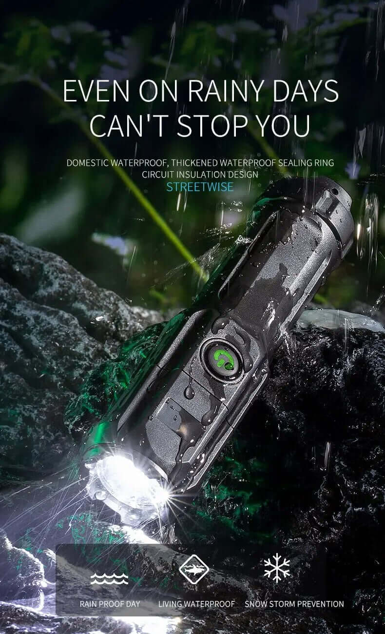 Kraftfuld LED-lommelygte med Zoom og USB-opladning