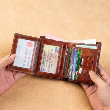 RFID-pung i ægte læder til mænd