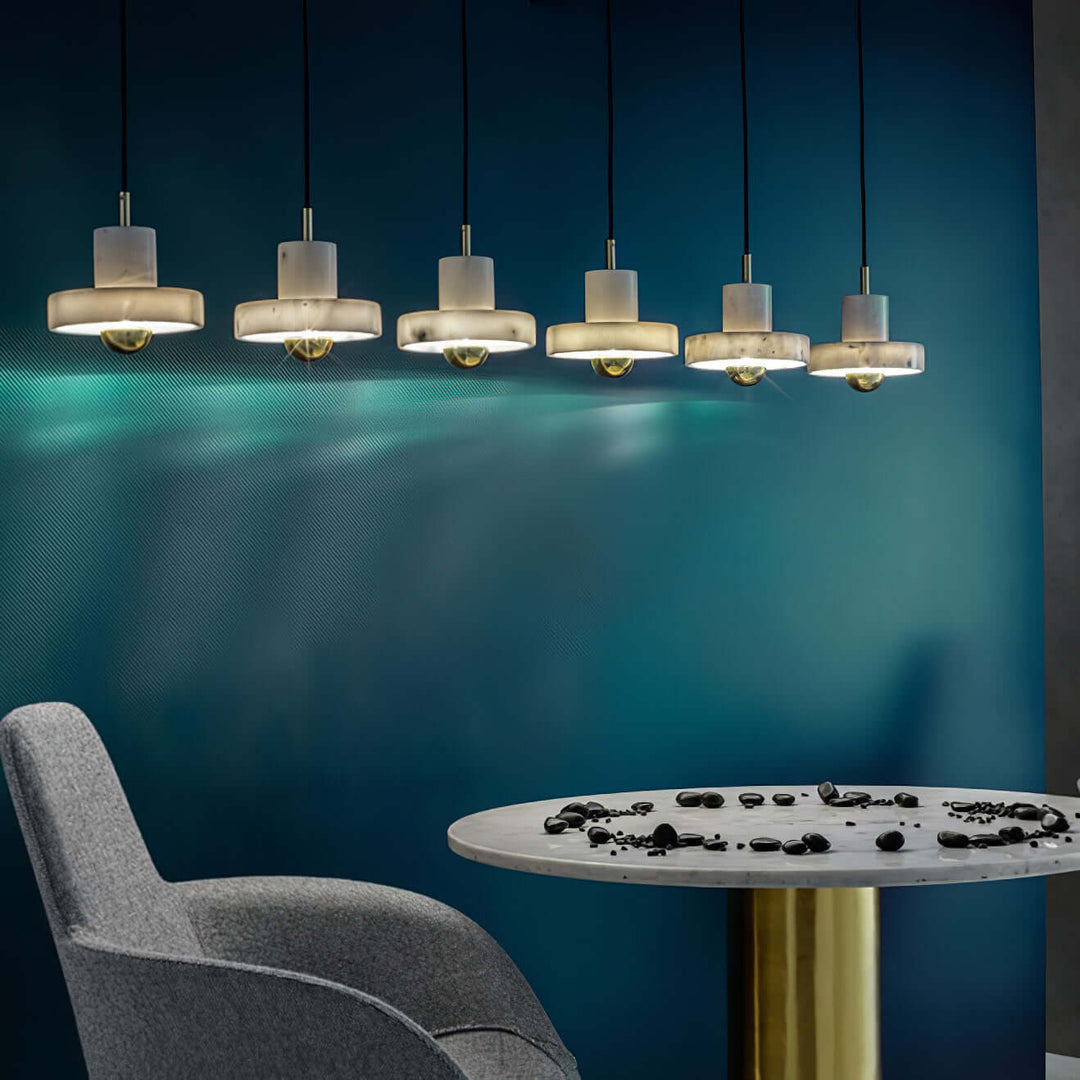 Marmor Pendellampe med Integreret LED-Lys