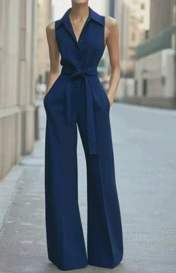 Sommerlig, ærmeløs one-piece jumpsuit til damer med brede ben for afslappet, komfortabel stil.