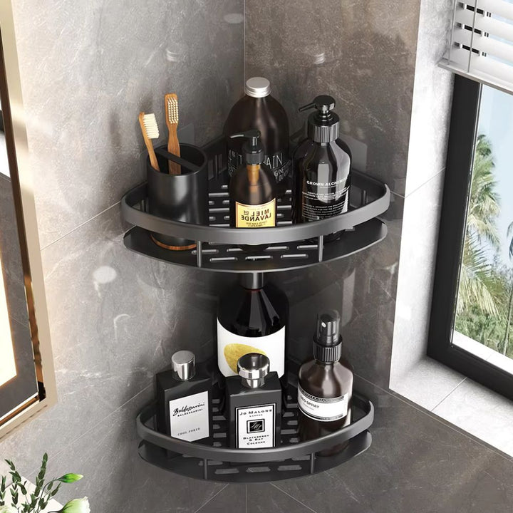 Moderne og elegant brusehylde af aluminium. Optimal opbevaring til et stilrent badeværelse.