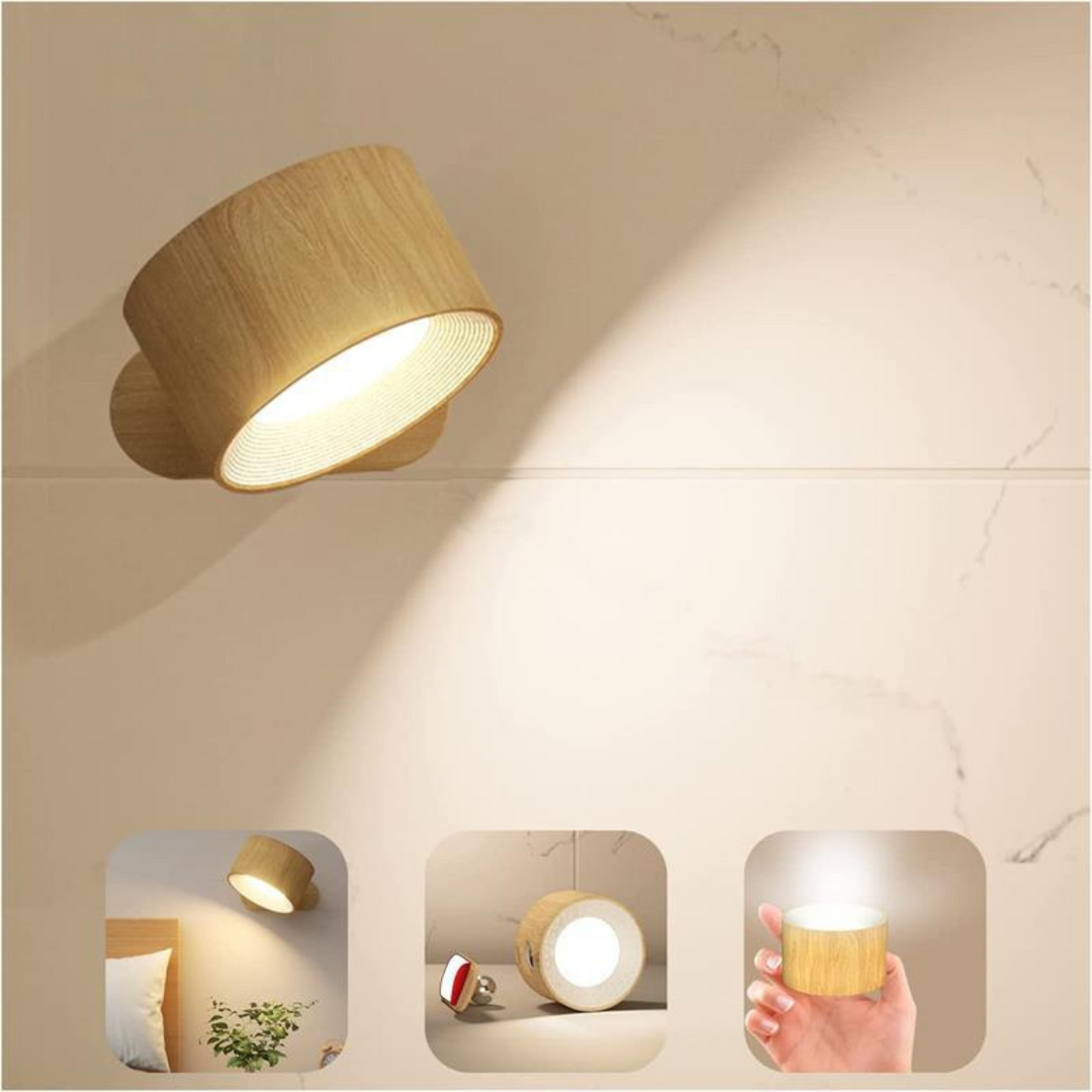 Genopladelig LED væglampe med fleksibelt hoved. Ideel indendørs belysning med moderne design.