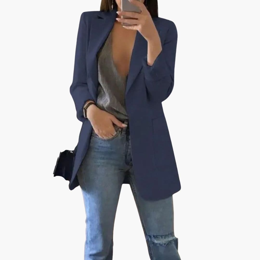 Trendende lang blazer til kvinder med reverskrave, perfekt til at opgradere ethvert outfit.