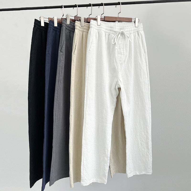 Åndbare mænds hørbukser i linned med elastisk talje. Perfekte letvægts sommerbukser for komfort i varmt vejr.