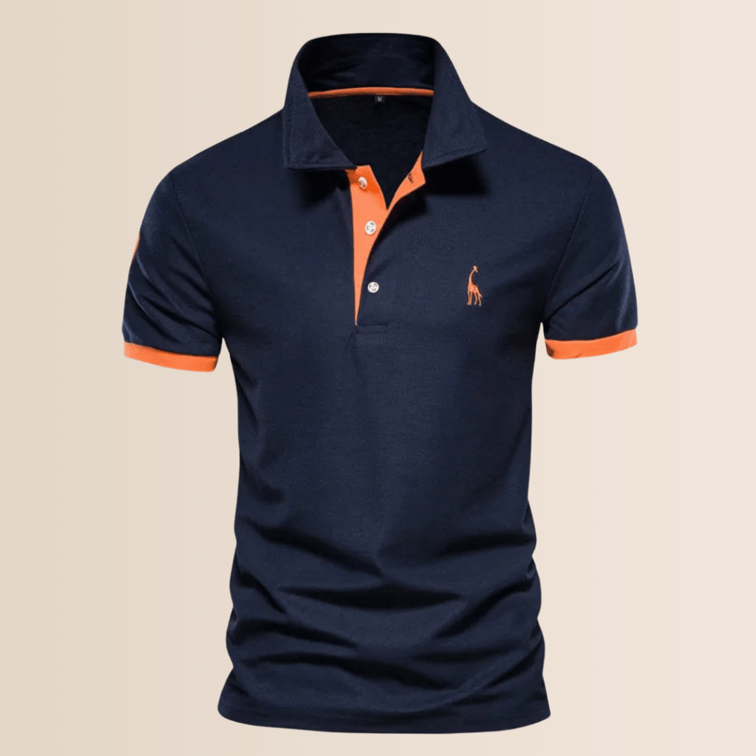 Stilfuld kortærmet poloshirt til mænd med unik standkrave, ideel til forår og sommer. Afslappet herretøj.