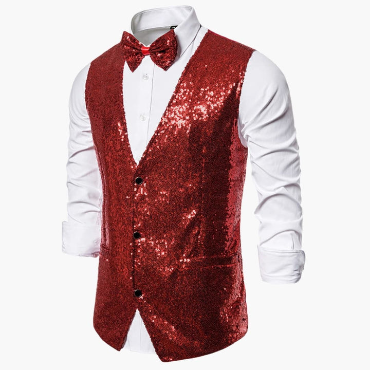 Mænds festvest i glitrende design. Inkl. matchende butterfly. Perfekt til et elegant look.