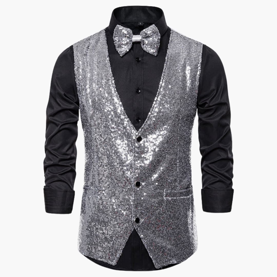 Glitrende herrevest med butterfly. Et must-have til fest, bryllup & formelle lejligheder.