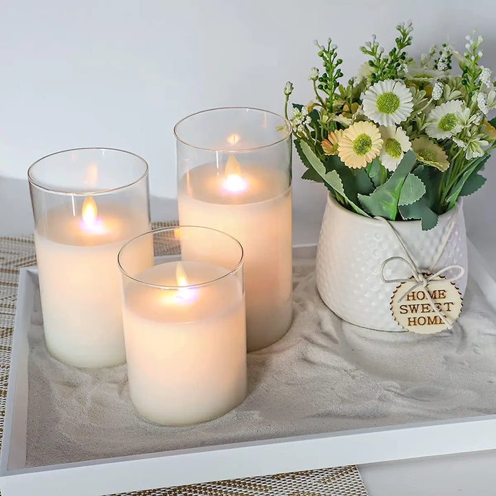 LED-stearinlys med praktisk timerfunktion i glas, perfekte til aftenhygge uden bekymringer om slukning.