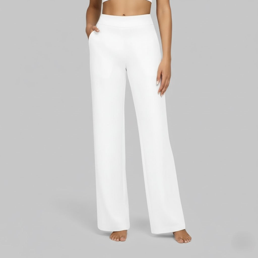 Dame polyesterbukser: løse wide-leg bukser med smuk drapering, perfekte til enhver anledning.