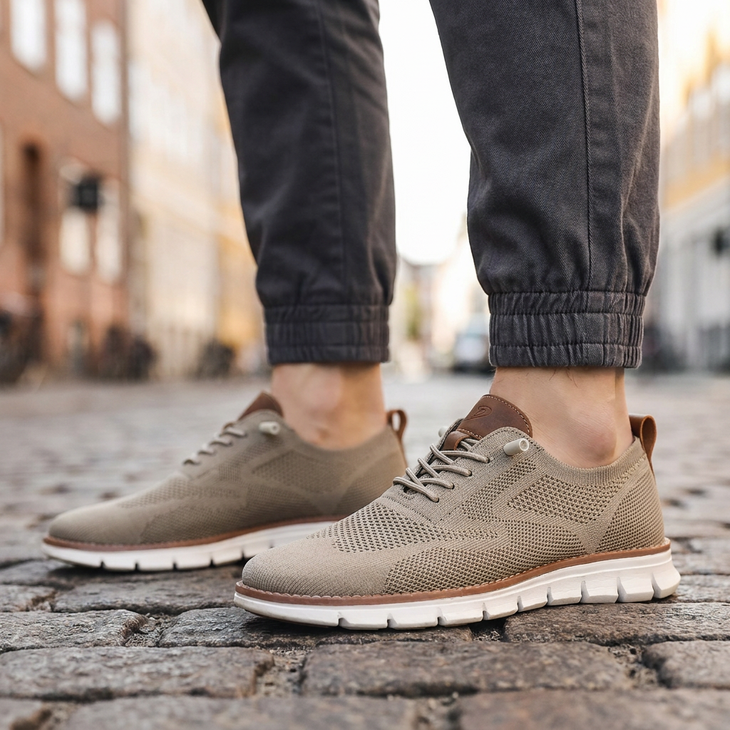 Sorte herre sneakers, åndbare gåsko med ergonomisk design & fleksibel sål til langvarig komfort.