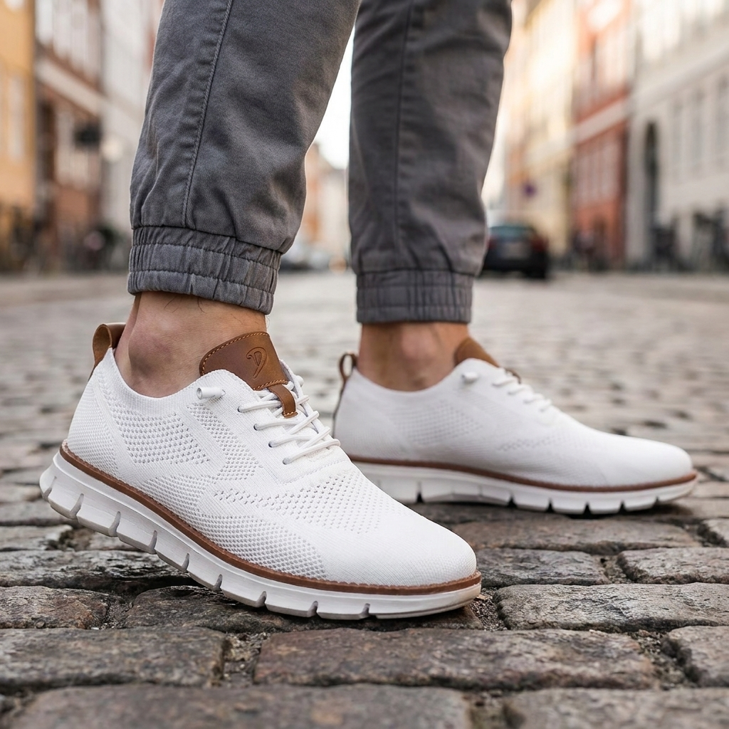 Marineblå komfortsko til herre; letvægts sneakers med åndbarhed & fleksibilitet for hverdag.