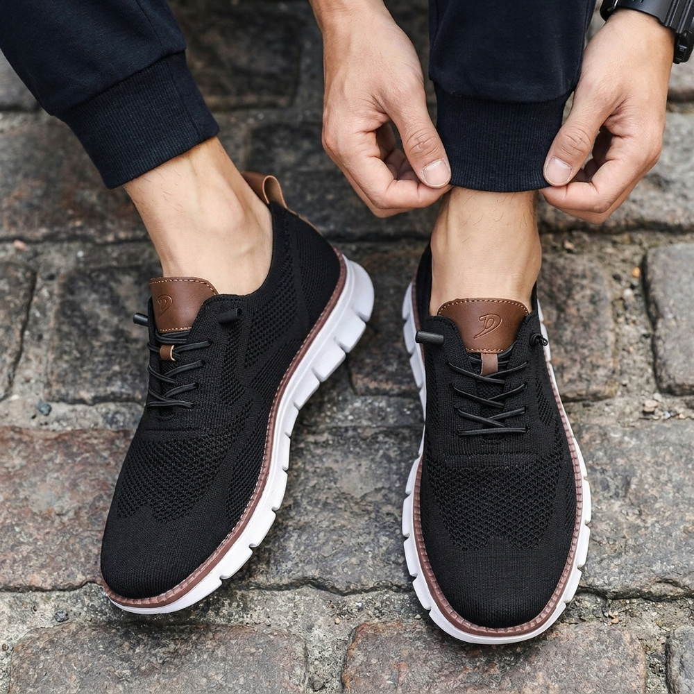 Moderne grå herre sneakers; letvægtssko med åndbar mesh & fleksibel komfort til fritid.