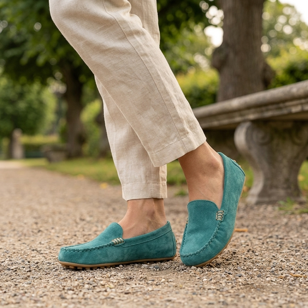 Elegante dame loafers med ortopædisk støtte. Skridsikker sål og ergonomisk design til kvinder.
