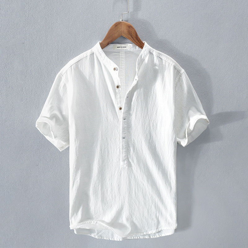 Stilfuld button-down herreskjorte, Eskild, med åndbar løs pasform, perfekt til mænds afslappede sommer- og hverdagsbrug.