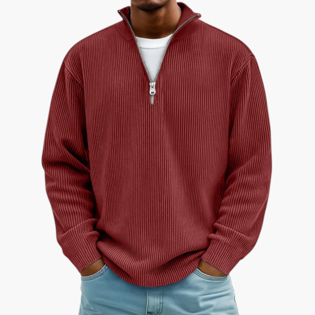 Moderne herresweater med lynlåskrave, der kombinerer funktionalitet og et pænt look.