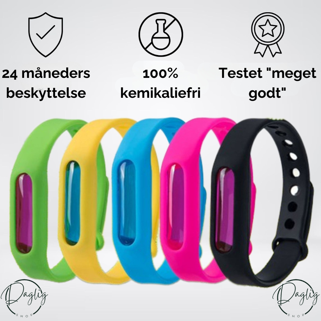 Unisex myggearmbånd til hele familien. Effektiv insektbeskyttelse mod myg, ideel til sommer og udendørs brug.