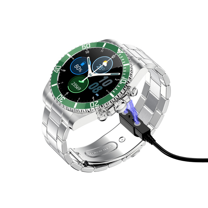 Smartwatch der måler puls, skridt og aktivitet. Perfekt fitness tracker til træning og sundhed.