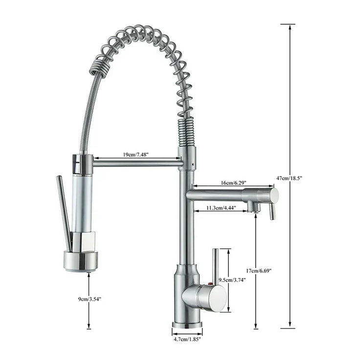 Minimalistisk design køkkenarmatur i sort rustfrit stål med 360° rotation.