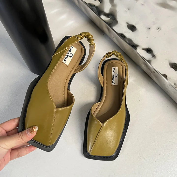 Damer slingback sandaler med firkantet tå, elegant design og komfort til sommerbrug.