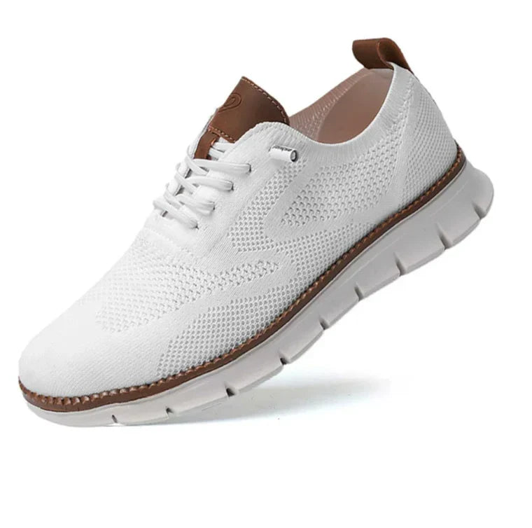Herre åndbare sneakers i hvid og grøn med snørebånd for optimal komfort og moderne hverdagsstil.