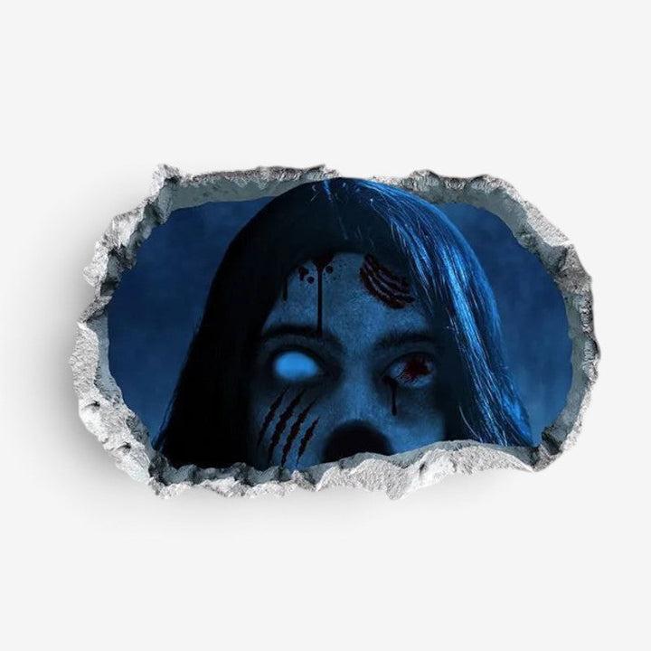 Selvklæbende 3D Halloween gulvklistermærke, der giver en uhyggelig effekt. Nem montering til din fest.
