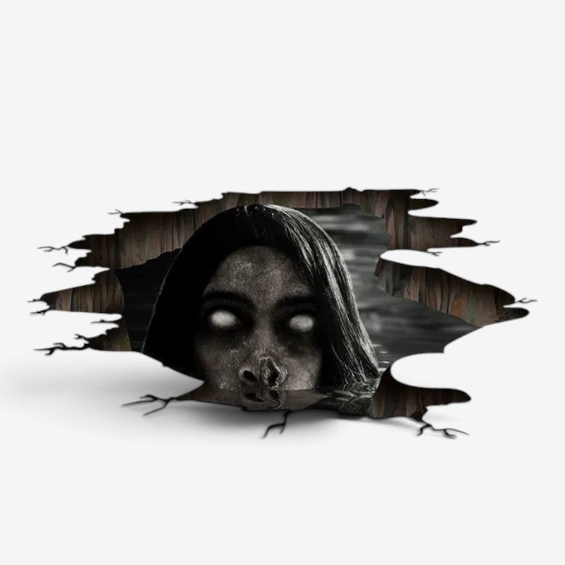 Uhyggelige 3D Halloween klistermærker til væg og gulv. Skab nemt en skræmmende festdekoration.