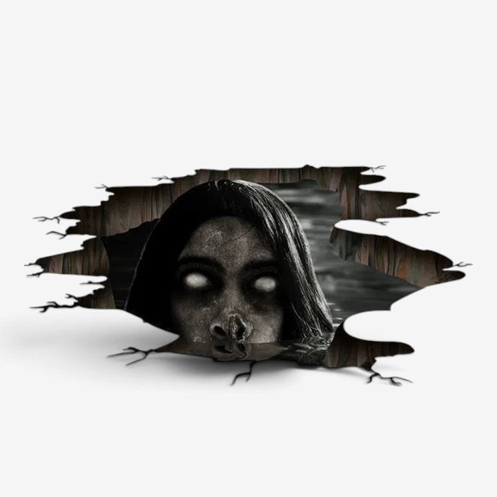 Uhyggelige 3D Halloween klistermærker til væg og gulv. Skab nemt en skræmmende festdekoration.