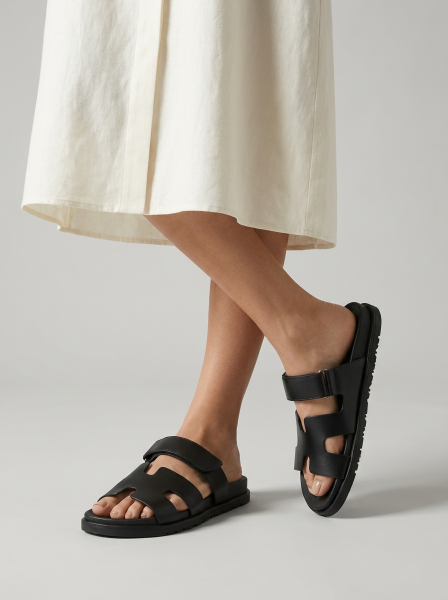 Komfortable unisex sandaler med bred rem, ideelle til fritid og lange sommerdage.