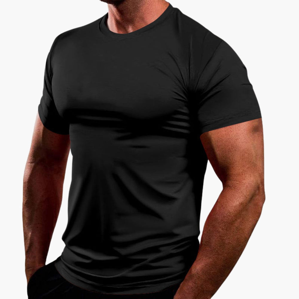 Herre slim fit t-shirt med rund hals, perfekt pasform. Moderne basic overdel i komfortabelt stof til mænd.