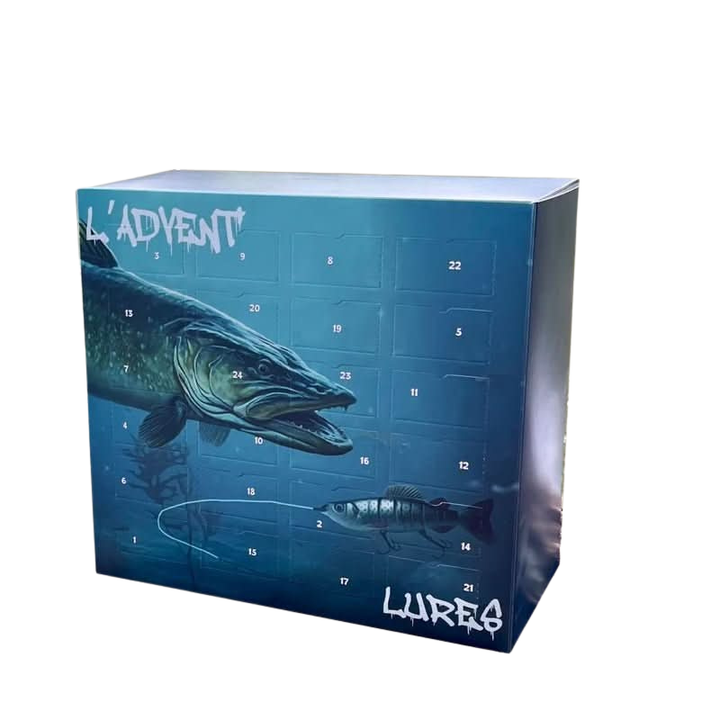 Adventskalender med 24 fiskegn til mænd og kvinder. Perfekt julegave til lystfiskere i ferskvand & saltvand.