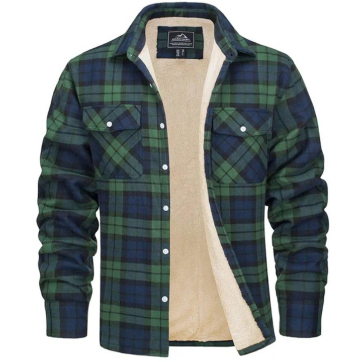 Komfortabel unisex jakke med blødt fleecefor og klassisk ternet mønster, ideel til koldt vejr.
