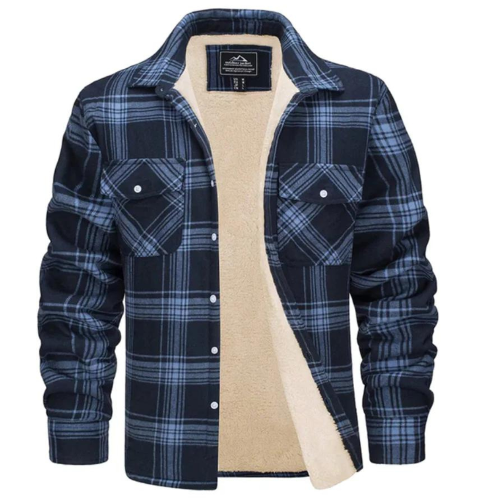 Unisex overtøj: Trendy ternet jakke med varmt fleecefor. Komfortabel og stilfuld til efterår/vinter.
