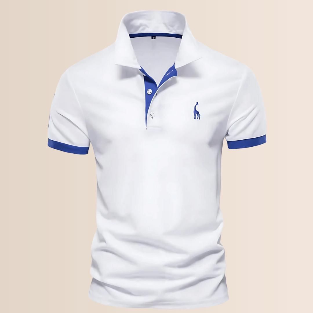 Trendy herrepoloshirt med standkrave, kortærmet design for afslappet stil. Ideel forårstøj og sommertøj.