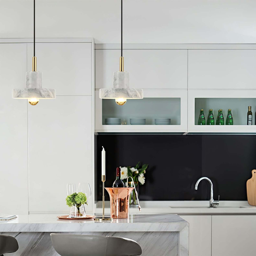 Marmor Pendellampe med Integreret LED-Lys