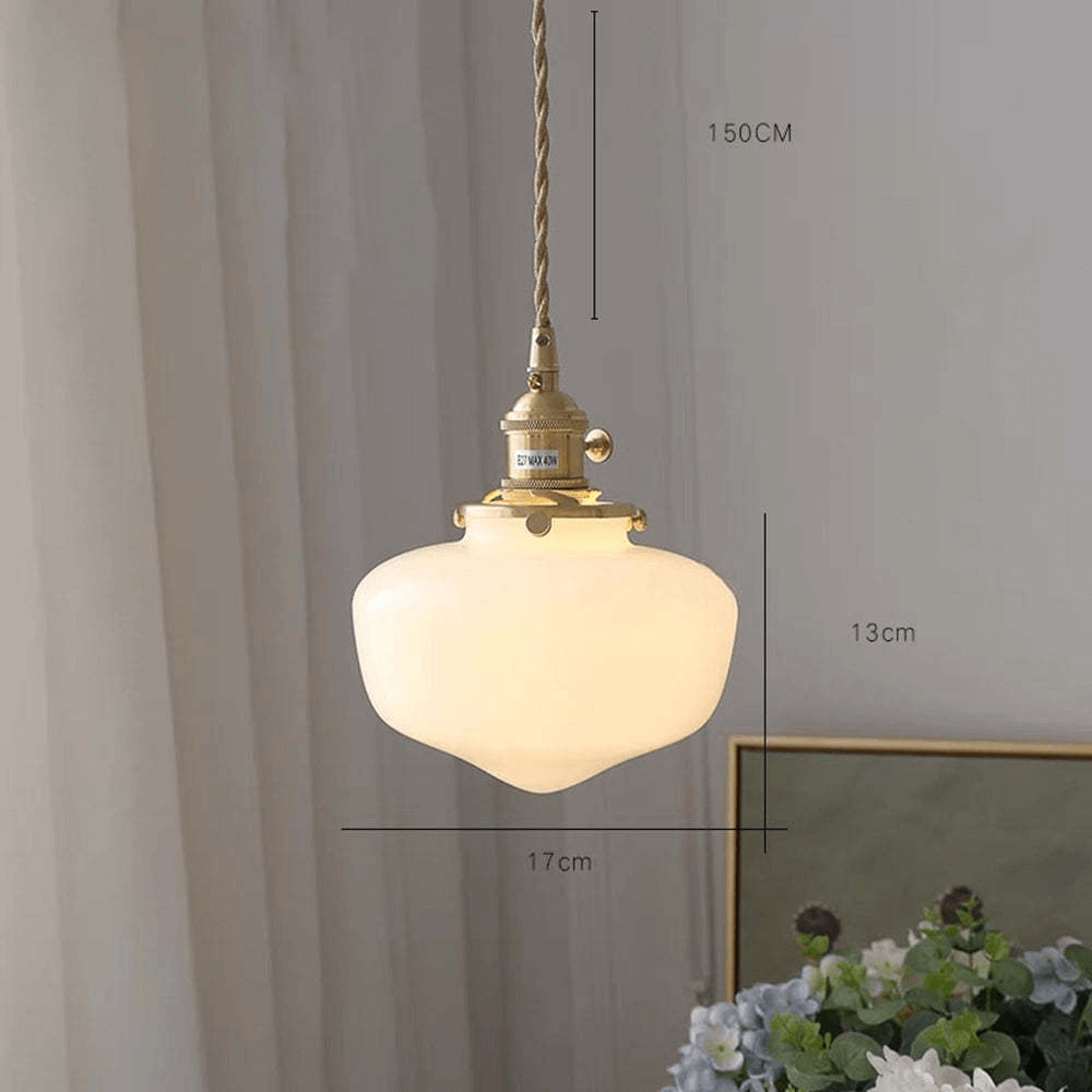 Retro Pendellampe i Messing og Glas