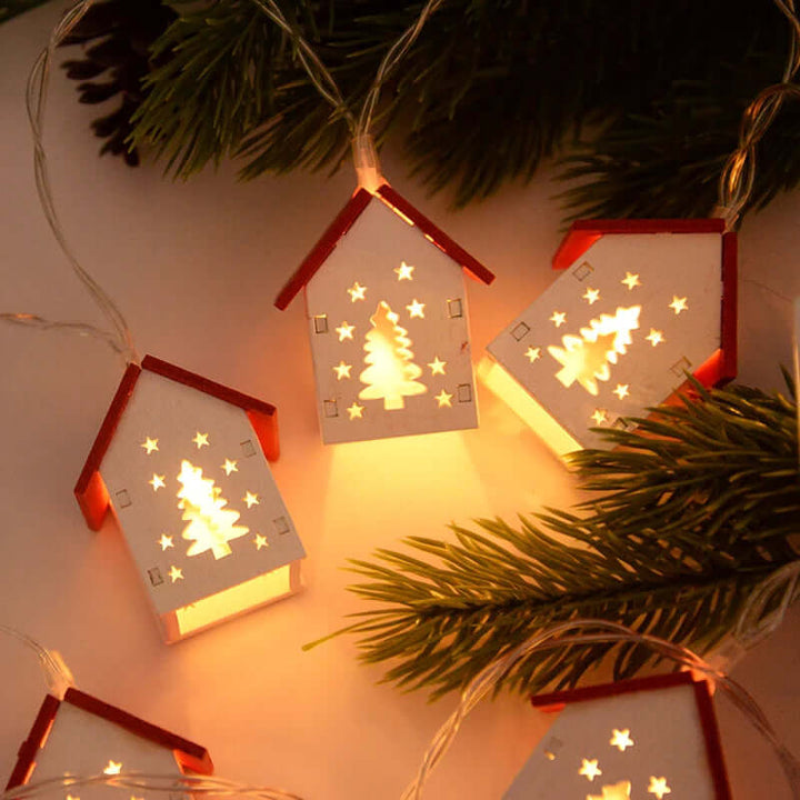 Hængende Træ-Julehuse med LED-Lys