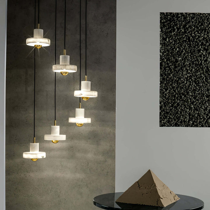 Marmor Pendellampe med Integreret LED-Lys
