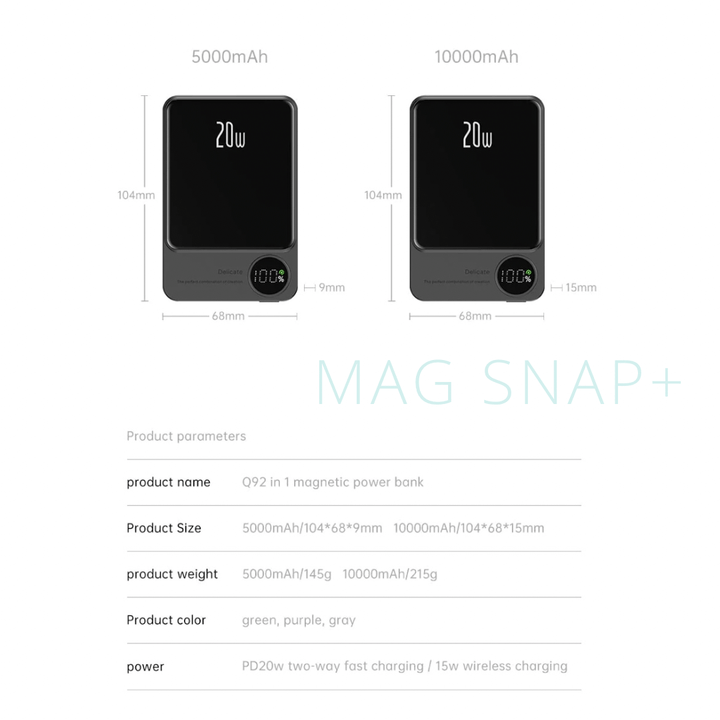 Magnetisk Powerbank 5000/10000mAh