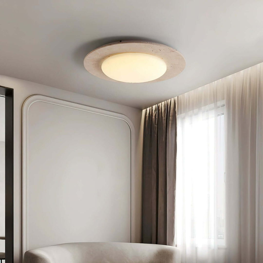 Kuppelformet Travertin Træ Loftslampe