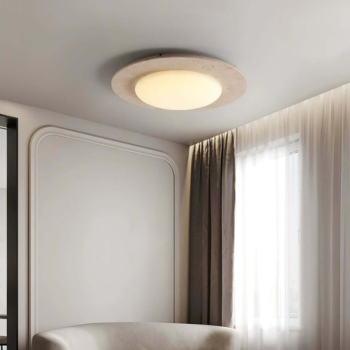 Kuppelformet Travertin Træ Loftslampe